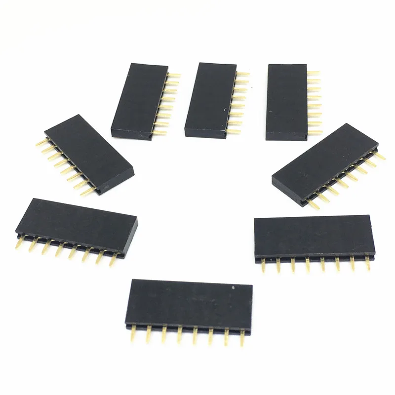 100Pcs 8 Pins 18 1X8p Single Row 1x8 Ways 2.54mm Spacing Female Pin Header Connector 3