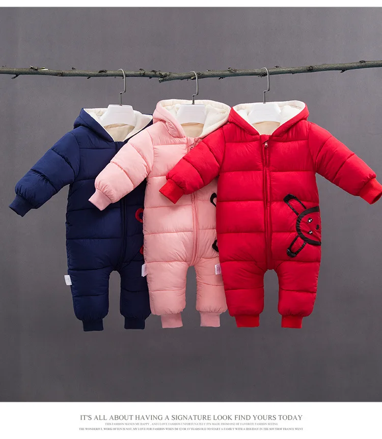 BibiCola/Одежда для новорожденных комбинезон с капюшоном, комбинезон с капюшоном, зимняя детская одежда из толстого хлопка, комплекты для маленьких девочек для маленьких мальчиков комбинезоны детская одежда