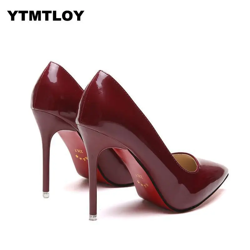 Plus Size 34-44 HOT Women Shoes Pointed Toe Pumps Patent Leather Dress High Heels Boat Shoes Wedding Shoes Zapatos Mujer White