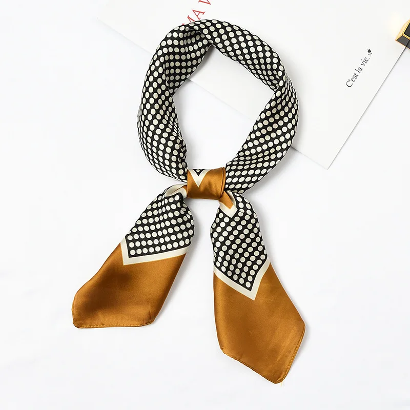 Летний женский Шелковый шейный шарф в горошек, платок, шикарный дизайн, бандана, головной убор, новинка [3971]