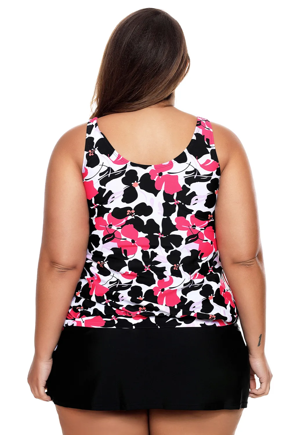 Pink-Black-Floral-Tankini-2pcs-Skirtini-Swimsuit-LC410489-7