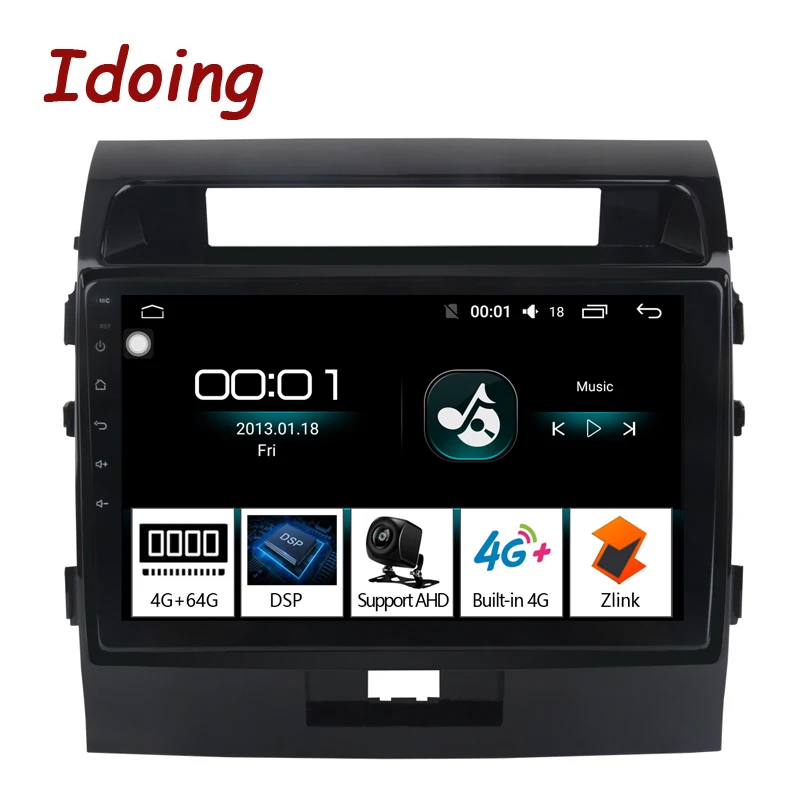 Discount Idoing 10.2"4G+64G Octa Core 1Din Car Radio Android8.1 Multimedia Player Fit Toyota Land Cruiser LC200 2008-2013 GPS Navigation 1