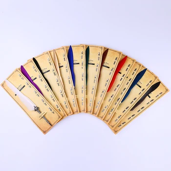 

Beautiful Feather Pens Ink Pen Writing Signing For School Supplies Stationery Cheap Items Pen stationery item 2018 Free Shipping