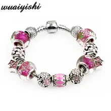 Изысканные и цветные ювелирные изделия, ювелирные изделия, браслеты с подвесками для женщин, зеленые стразы, бисер подходят к браслетам Pandora& Браслеты DIY