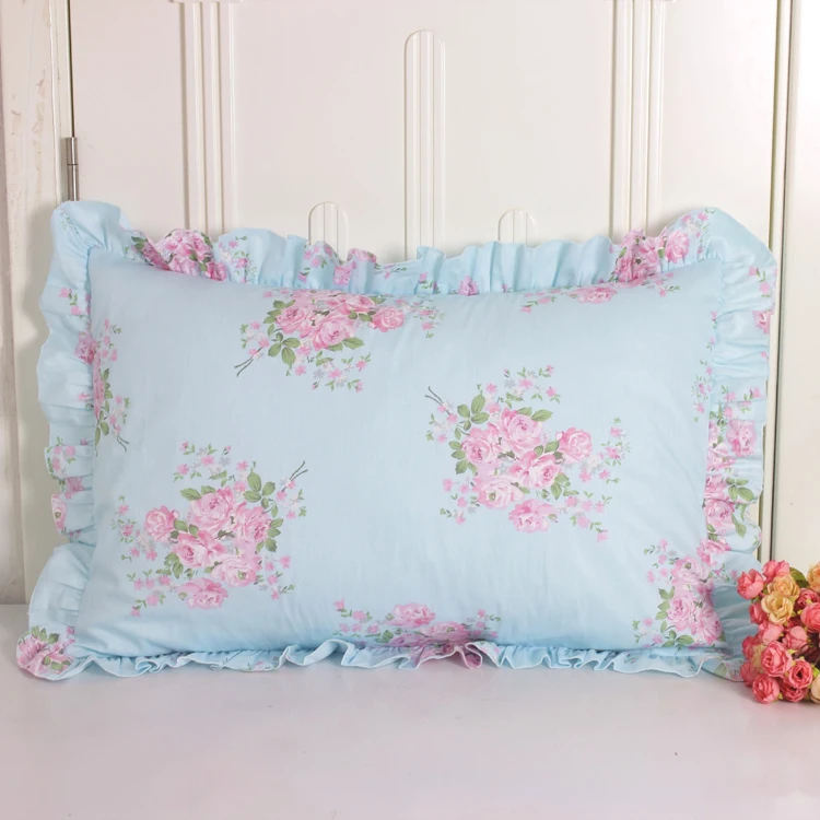 YG Korean Princess cotton flower pillowcase grid pillow case pillow
