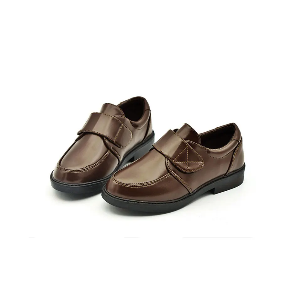 MSMAX Boys Lace Up Breathable Leather Shoes Low Heeled Single Shoes Kids Black Brown Wedding