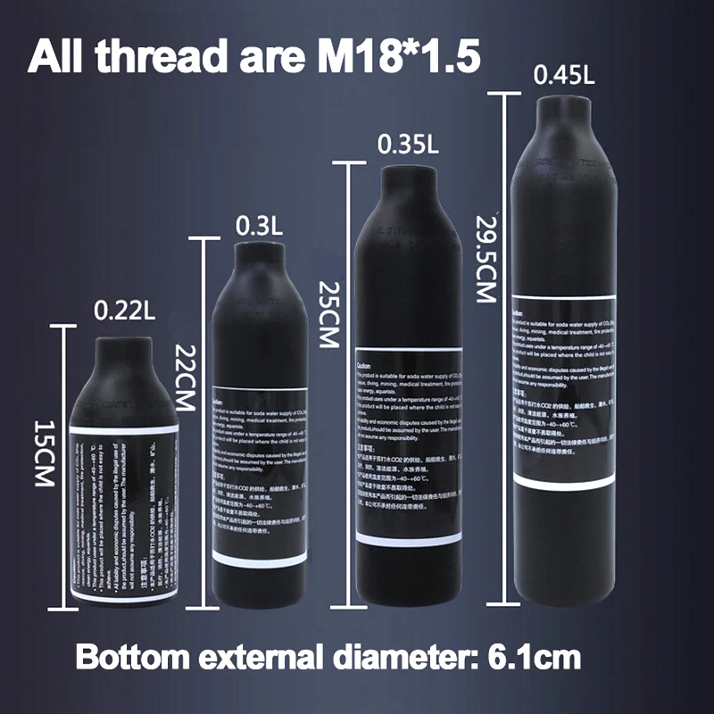 

Paintball airsoft PCP Air Tank Mountaineering Diving Cylinder 4500psi30MPA 0.2 0.35 0.45L HPA High Compressed Air Bottle M18*1.5