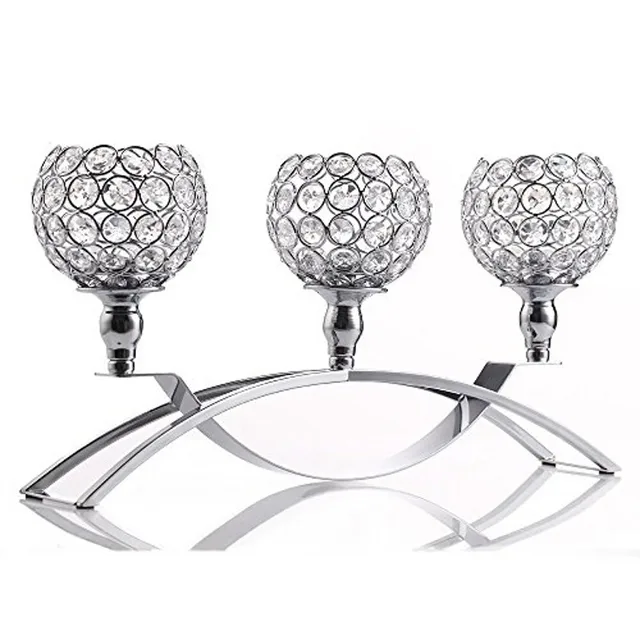 3 arms crystal candelabra tealight