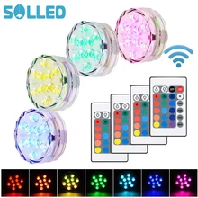 SOLLED 4 PCS Submersible LED Underwater Lights Waterproof RGB Colors Remote Control Wireless Vase Light Party Wedding Pool Light