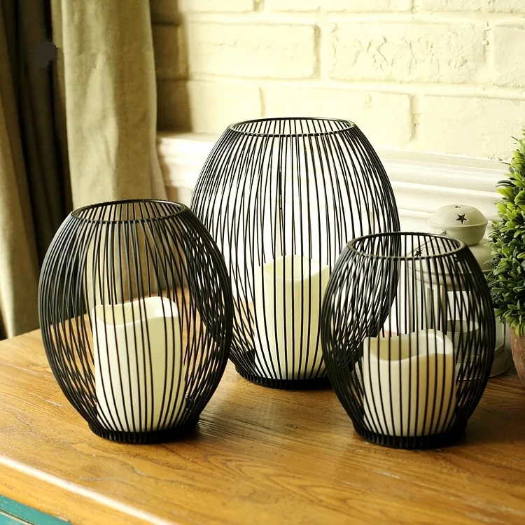 Electric Candle Holders Black Iron Lantern Wedding Centerpieces Home