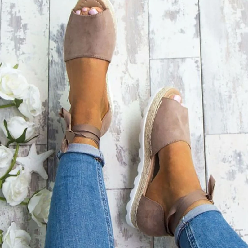 

Flock with large size 41-43 elegant women sandals for girls riband platform shoes woman basic solid color chaussures femm