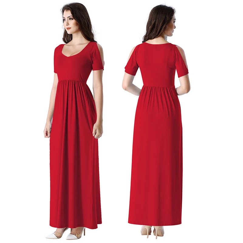 Женские длинные платья Vfemage, летнее платье с открытыми плечами, свободного покроя, в пляжном стиле, на вечеринку, трапециевидное платье с карманами, 2952