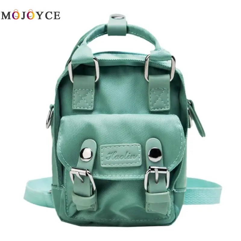 Супер мини стиль сплошной цвет рюкзак с застежками для женщин маленькая мультифункциональная брезентовый ранец женский рюкзак - Цвет: Зеленый