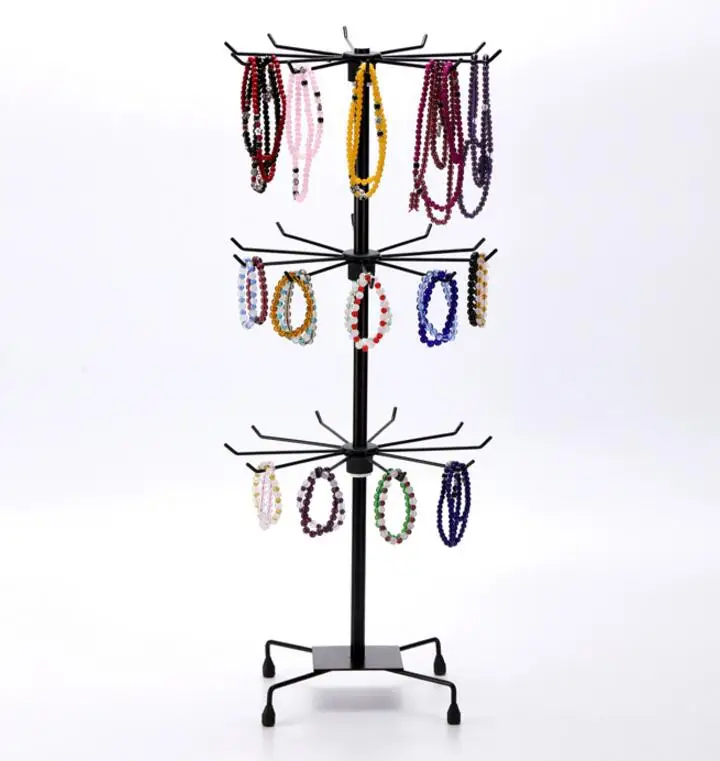 Новое поступление стойка для витрины ожерелья браслет-цепочка вращающийся держатель для ювелирных изделий стойка для демонстрации шарфы галстук парик вешалка для браслетов - Цвет: 73cm Black