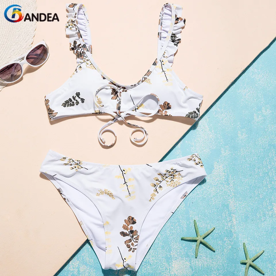 

BANDEA Ruffle Bikini Set Women Bandeau Swimwear Summer Low Waist Swimsuit Brazilian Push Up Bathing Suit Biquini Beach Wear