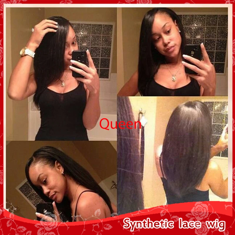 

Bang for the buck black bob straight with baby hair Synthetic lace front wigs heat resistant best quality hair for black women