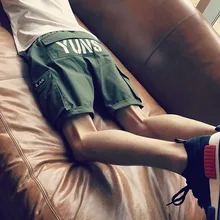 Для мужчин шорты Горячая Распродажа новые летние хлопковые мужские шорты для подростков и карманами для маленьких мальчиков, модный стиль сафари, черные, синие, 4XL 5XL S09