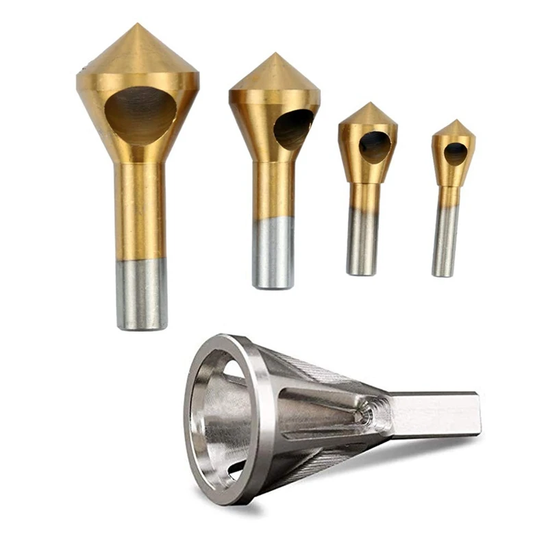 

Chamfer Countersink Deburring Drill Bit Set, Deburring External Chamfer Tool Stainless Steel Remove Burr Tools, 4Pcs Titanium