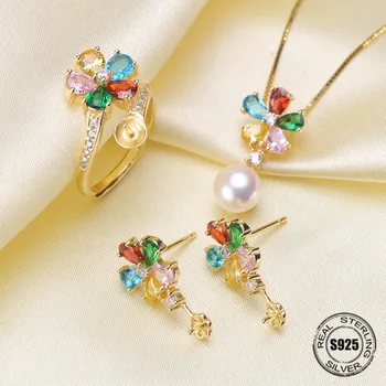 

Necklace/Earrings/Ring Sets Sterling Silver Jewelry Sets Accessories Making DIY Handmade For Women Pearl Jewelry Findings