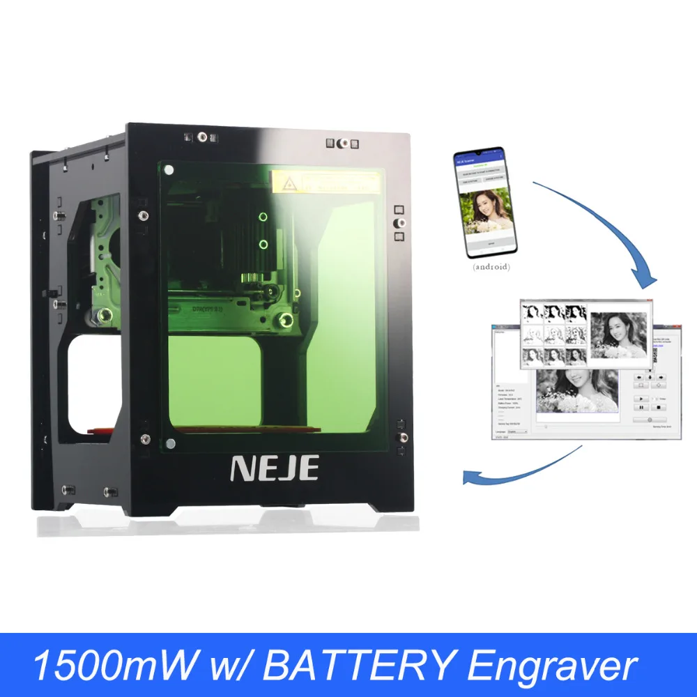 

NEJE Laser Engraving Machine 1500mW 405nm Laser Engraver AI Smart DIY USB Mini CNC Cutting Wood Router Portable