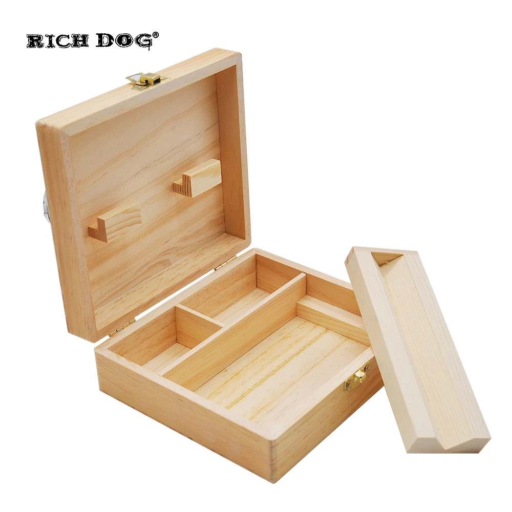 

Wooden Stash Box With Rolling Tray Natural Handmade Wood Tobacco and Herbal Storage Box For Smoking Pipe Accessories