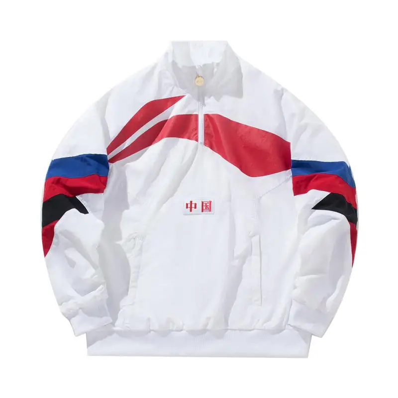 Li-Ning мужской PFW Китай LI-NING 1/4-молния Толстовка свободный крой нейлон полиэстер подкладка спортивные куртки CJFM19 - Цвет: AJDP015-1