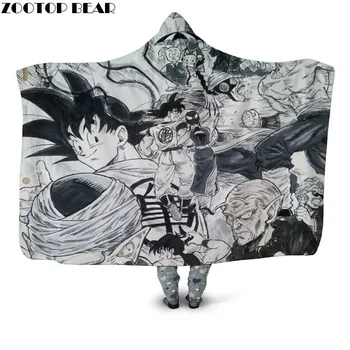 

Anime Dragon Ball Wearable Plush Blanket Fashion Hooded Blanket Casual Fleece Throw Blanket Decoration Bedspread for Adult