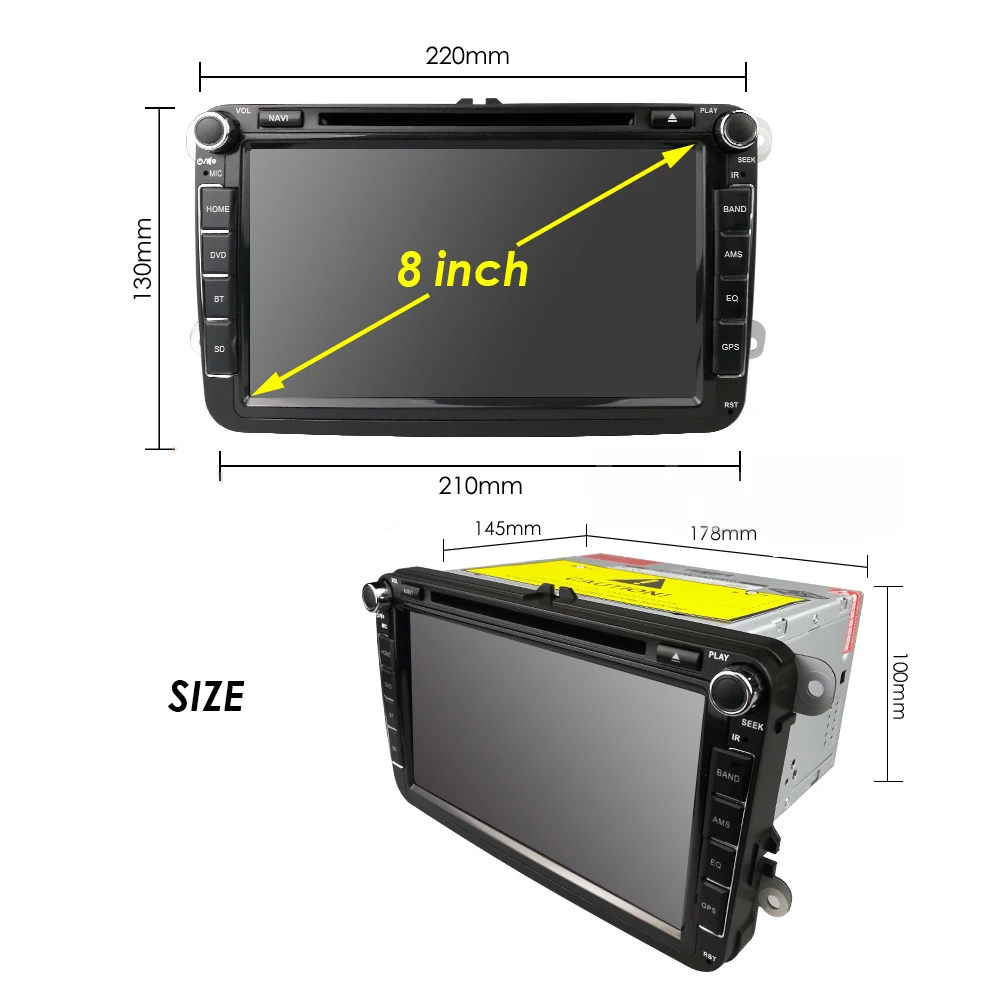 Clearance Ossuret 2Din 8Inch Car DVD Player For V W/Volkswagen/Passat/POLO/GOLF/Skoda/Seat/Leon DAB+ GPS RDS SWC rear camera FM/AM radio 25