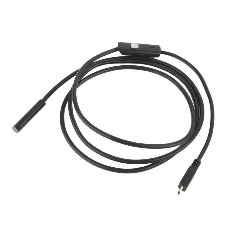 Black 6 LED 7mm Lens Cable Waterproof Mini USB Inspection Borescope Camera For Android Endoscope 640*480 Phones/1280*720 PC
