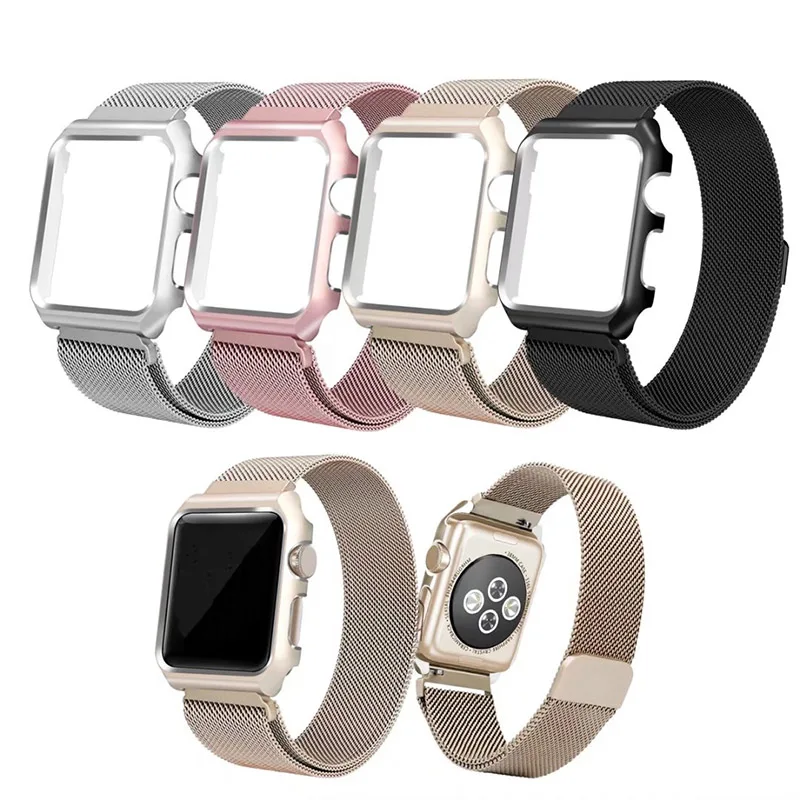 Миланская петля рамка чехол для apple watch Series 5 4 3 2 1 ремешок 44 мм 40 мм iwatch 38 мм 42 мм металлический ремешок из нержавеющей стали