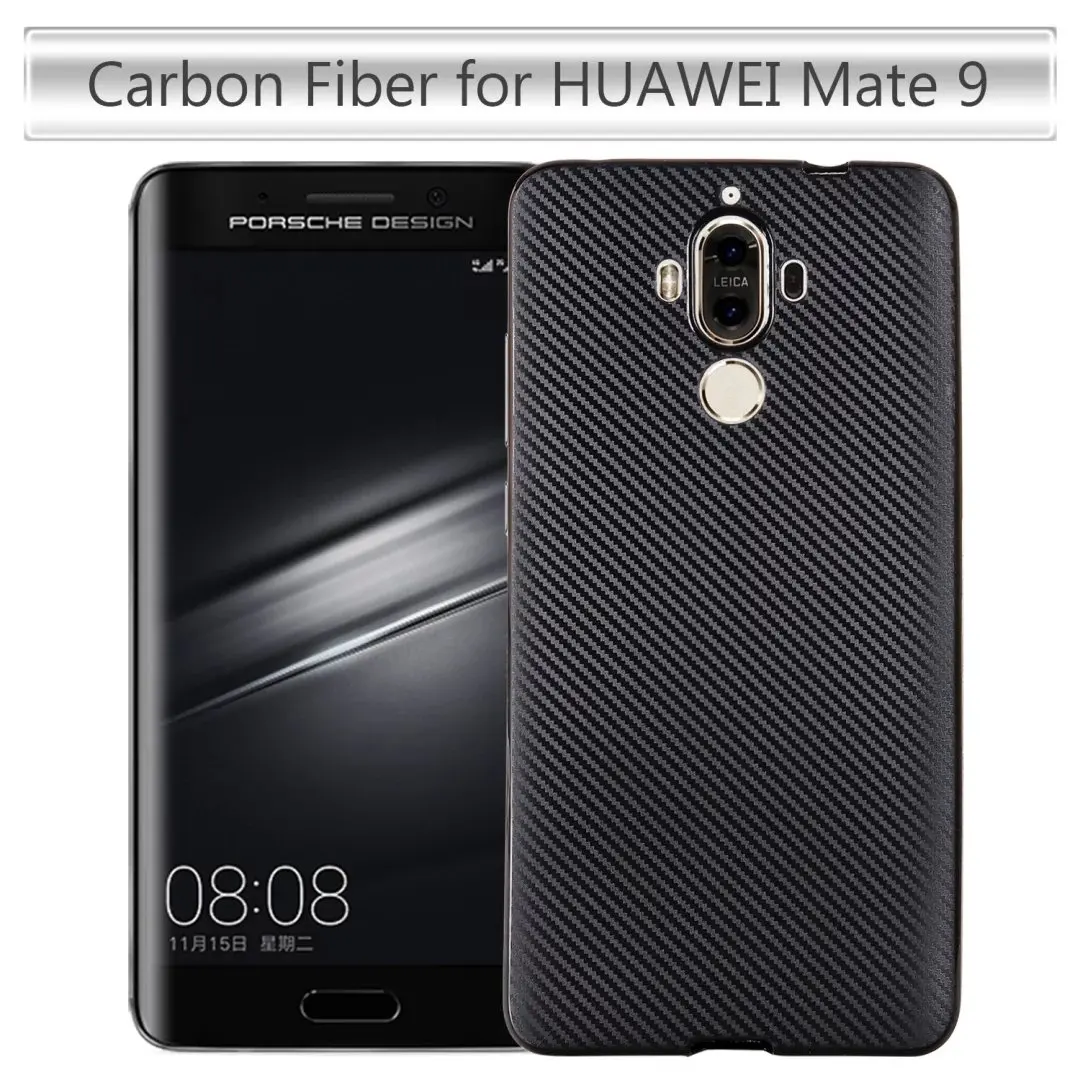 

Soft Silicone case for Huawei Mate 9 Luxury Carbon fiber Slim Protective back cover For huawei mate9 Full cover phone shell