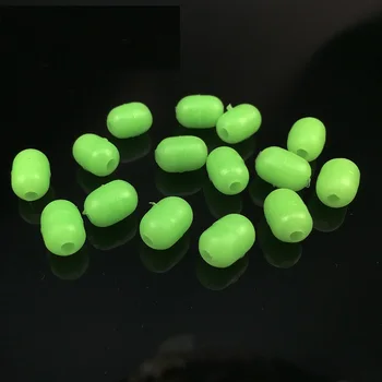 

100pcs/lot Green Soft Rubber Cylinder Luminous Beads Lumo Glow Beans Fishing Soft Rubber Fishing accessories with jigging hook
