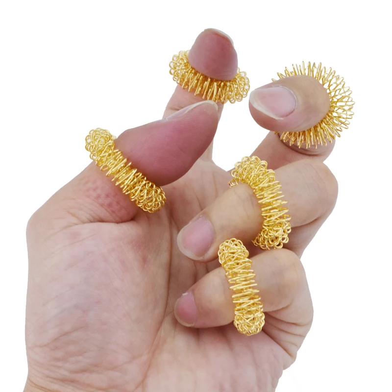 5pcs Golden Finger Massage Ring Relief Stress Acupuncture Ring Relax Body Massager Tens Acupressure Health Care Tool Pain Relief 5pcs Golden Finger Massage Ring Relief Stress Acupuncture Ring Relax Body Massager Tens Acupressure Health Care Tool Pain Relief
