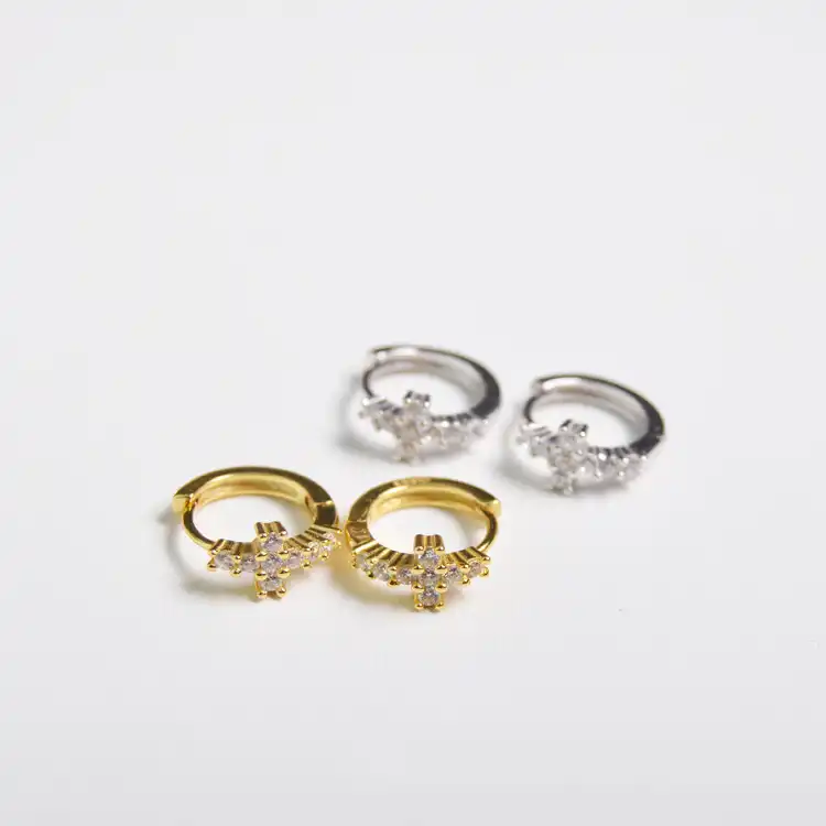 925 Стерлинговое Серебро Серьги модная индивидуальность циркон крест серьги кость уха Пряжка дикие милые женские серебряные серьги ювелирн...