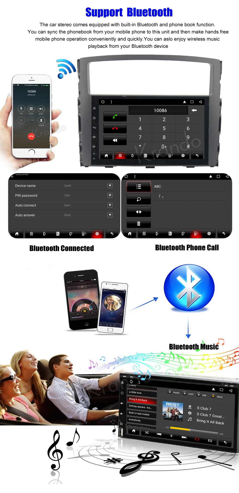 Cheap Krando Android 7.1 9" (no dvd) car audio navigation gps for Mitsubish Pajero 2006-2011 radio multimedia entertainment system 3