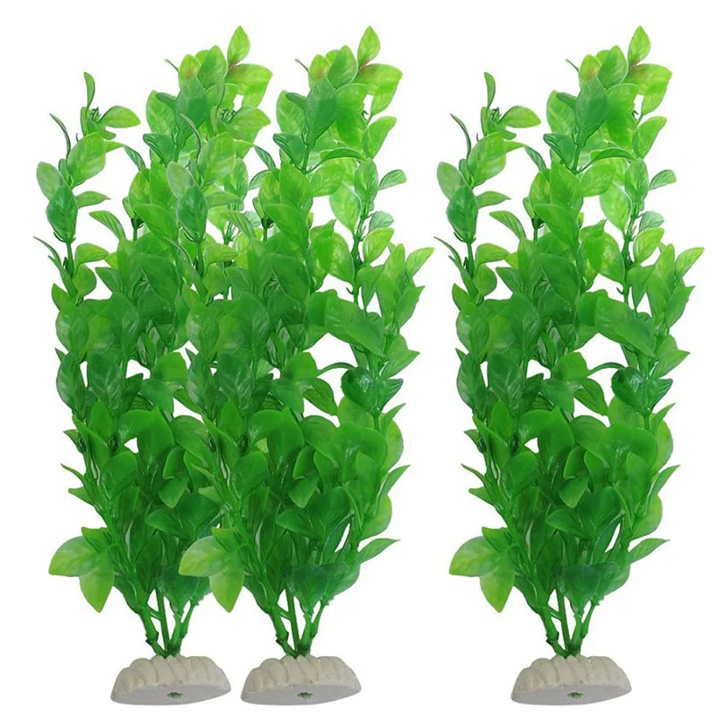 3 шт. аквариум для Аквариума Декор Зеленая искусственная пластмассовая трава растение орнамент C42 - Цвет: Зеленый