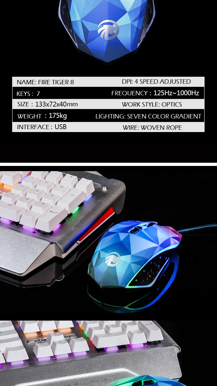 Оригинальная игровая мышь F X8 Dazzle Color Diamond Edition, проводная оптическая компьютерная мышь для геймера Pro