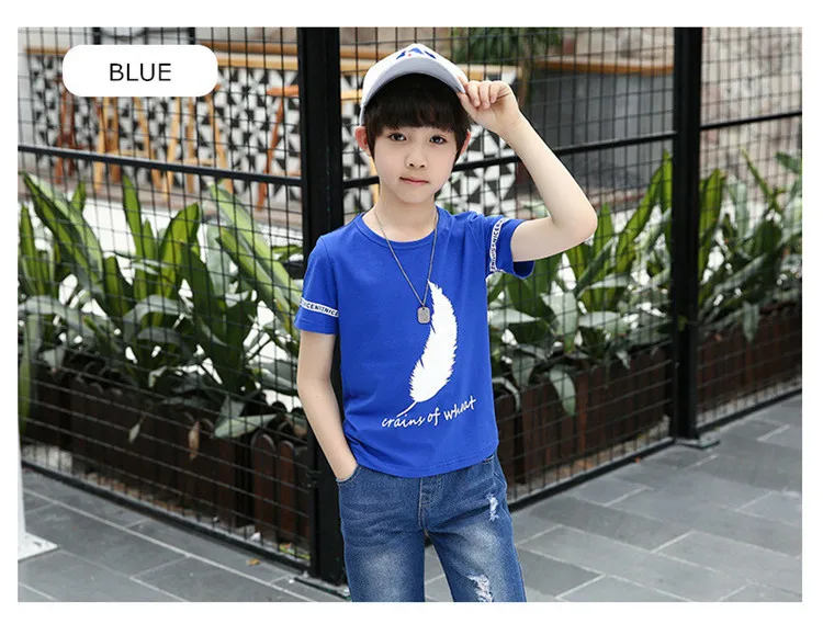 4-14 y boys summer set clothing 2019 boy child tracksuit kids sets knee length jeans pants children t-shirts boys 10 12 years (6)