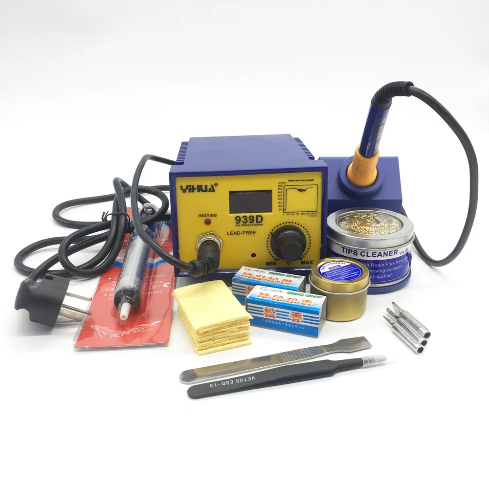 YIHUA 939D 75W Constant Temperature Lead free Soldering Station with Soldering Iron+lots giftin