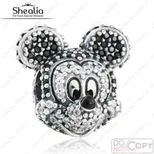 Date Mousseux Mickey Portrait de Charme Perles Authentique 925 Sterling Argent Multicolore Micro CZ Cristal Mickey Charme Pour Femmes