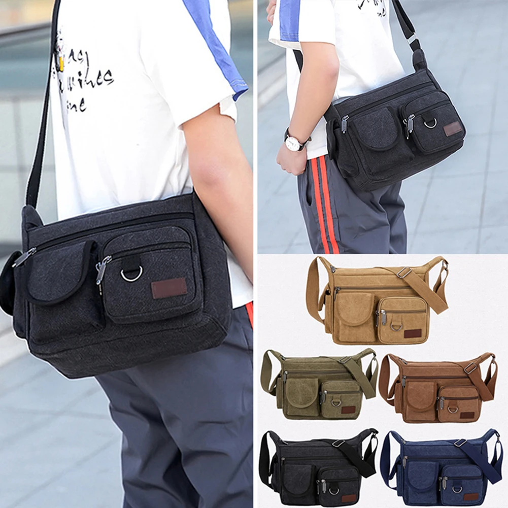  Men Casual Solid Canvas Handbag Versatile Travel Messenger Bag Handsome Summer New Army Green Color - 33055949051