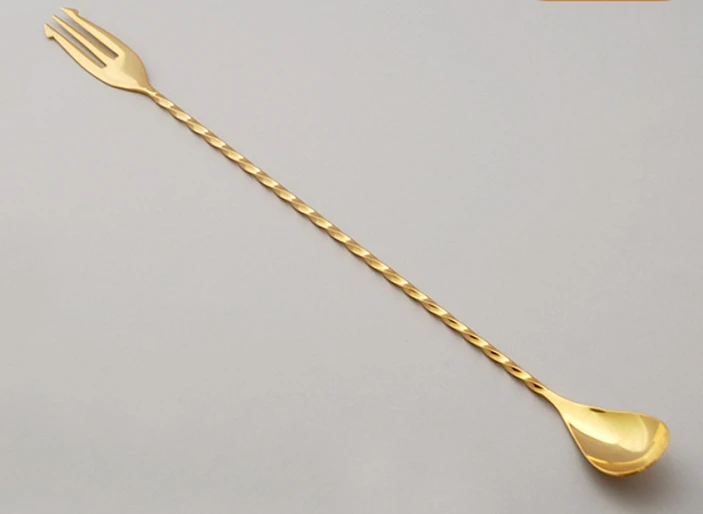WOWSHINE блестящее золото высокого качества нержавеющая сталь swizzlecochleare ложка для перемешивания коктейлей для шейкера 44,5 см длиннее