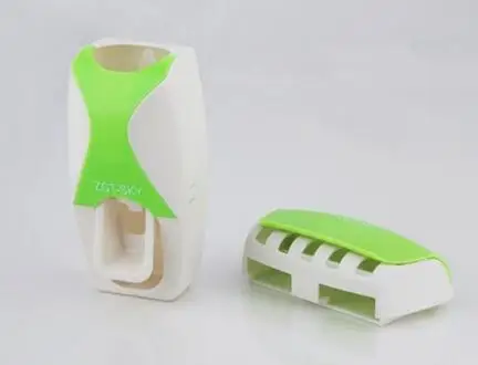 Креативный автоматический диспенсер для зубной пасты 5 держатель для зубной щетки набор настенное крепление подставка для зубной щетки, семейный аксессуар - Цвет: Green
