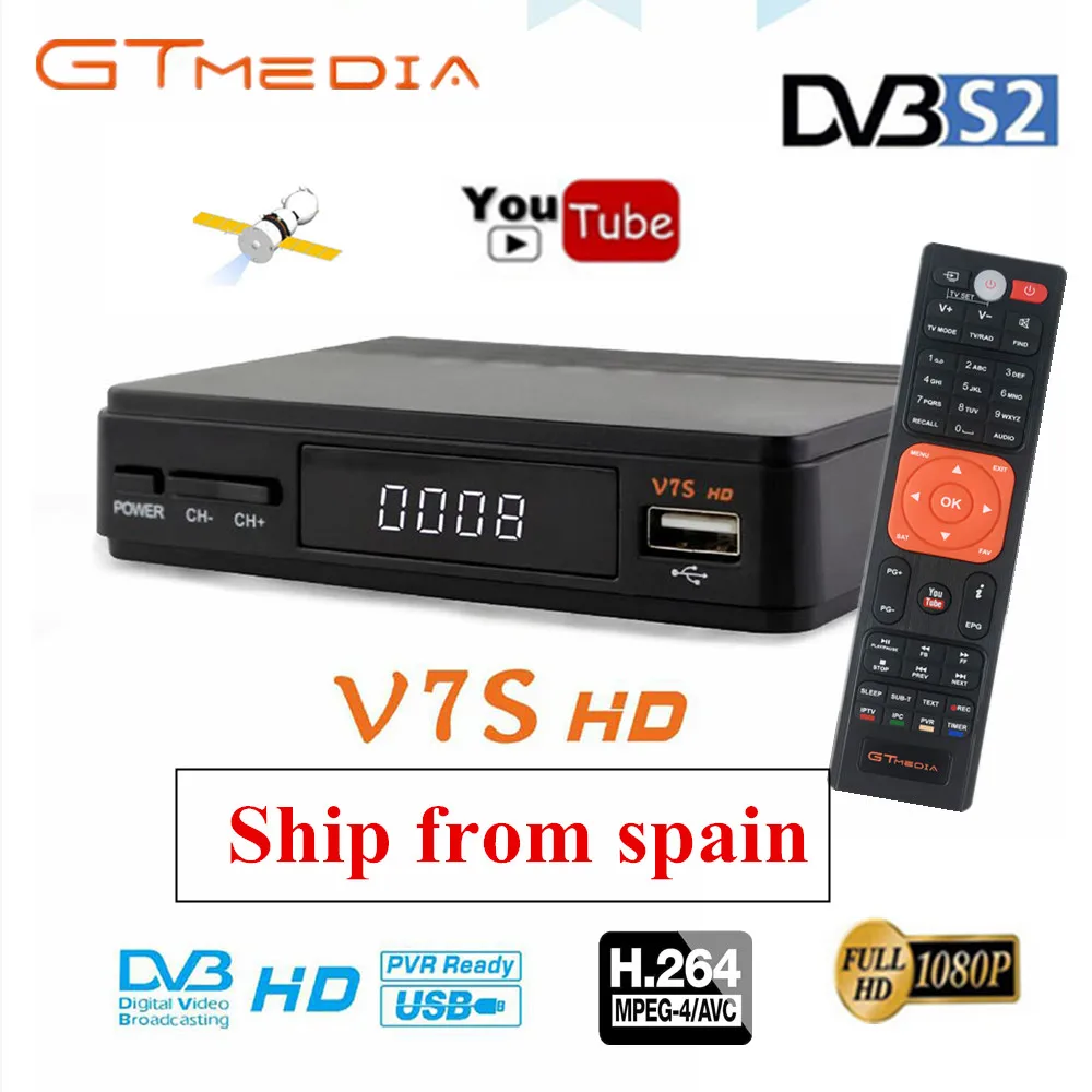 GTMedia V7S HD спутниковый ресивер DVB-S2 V7S Full HD 1080 P поддержка резких перемен температуры CCCAM обновления Freesat V7 рецепторов приемник СБ ТВ коробка
