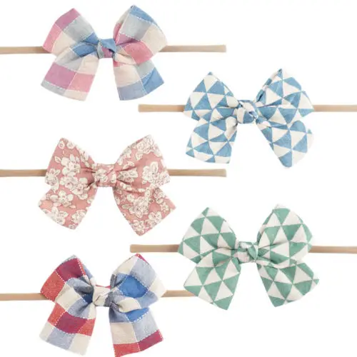 

5Pcs/lot Girl Hair Bow Headband Elastic Hair Bands Newborn Infant Toddler Lot
