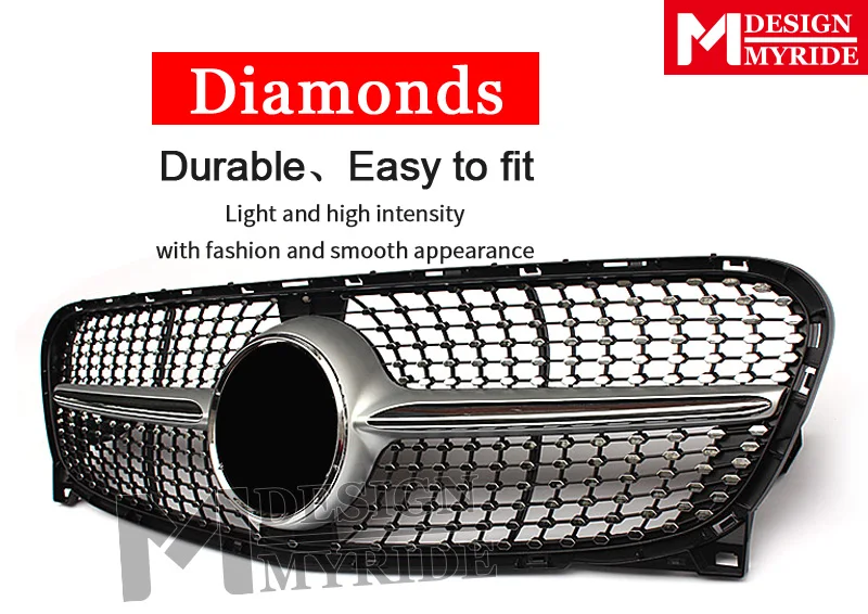 X156 grill GLA Class GLA45 look silver GLA180 GLA200 grills без знака для предварительной обработки лица