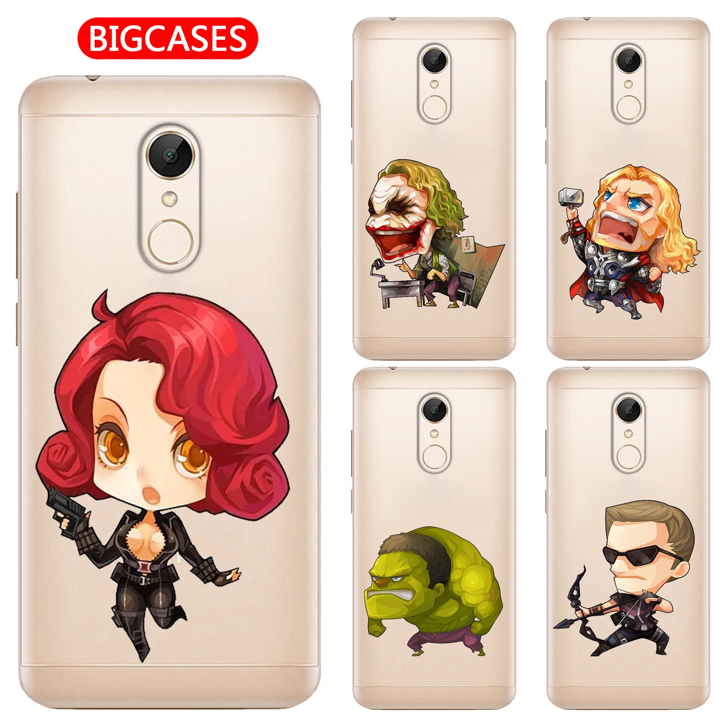 For Xiaomi Redmi 5 Case Cover 5.7&quot Soft TPU Silicone Cute Cartoon Iron Man Spiderman Deadpool Hulk Raytheon Painted Phone |