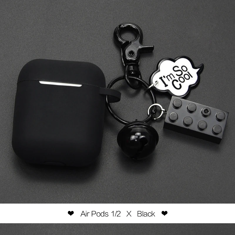 Для Apple Airpods 2 мягкий ударопрочный чехол силиконовый чехол для AirPod утолщение блоки цветной наушник для AirPods 2 защитный чехол - Цвет: Black
