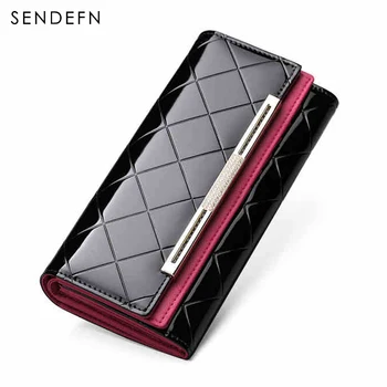 

SENDEFN Luxury Brand Wallet Female Patent Leather Lady Clutch Long Women Purse portemonnee Money Bag Coin Purse Paty 8039-6