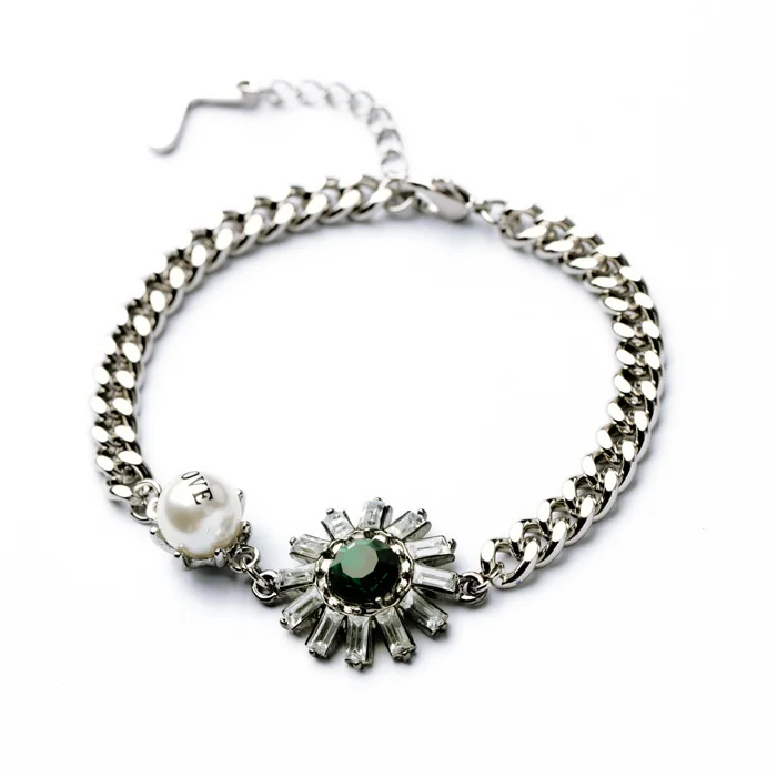 

New Styles 2017 Statement Fashion Women Jewelry Gold Color Flower Charm Bracelet